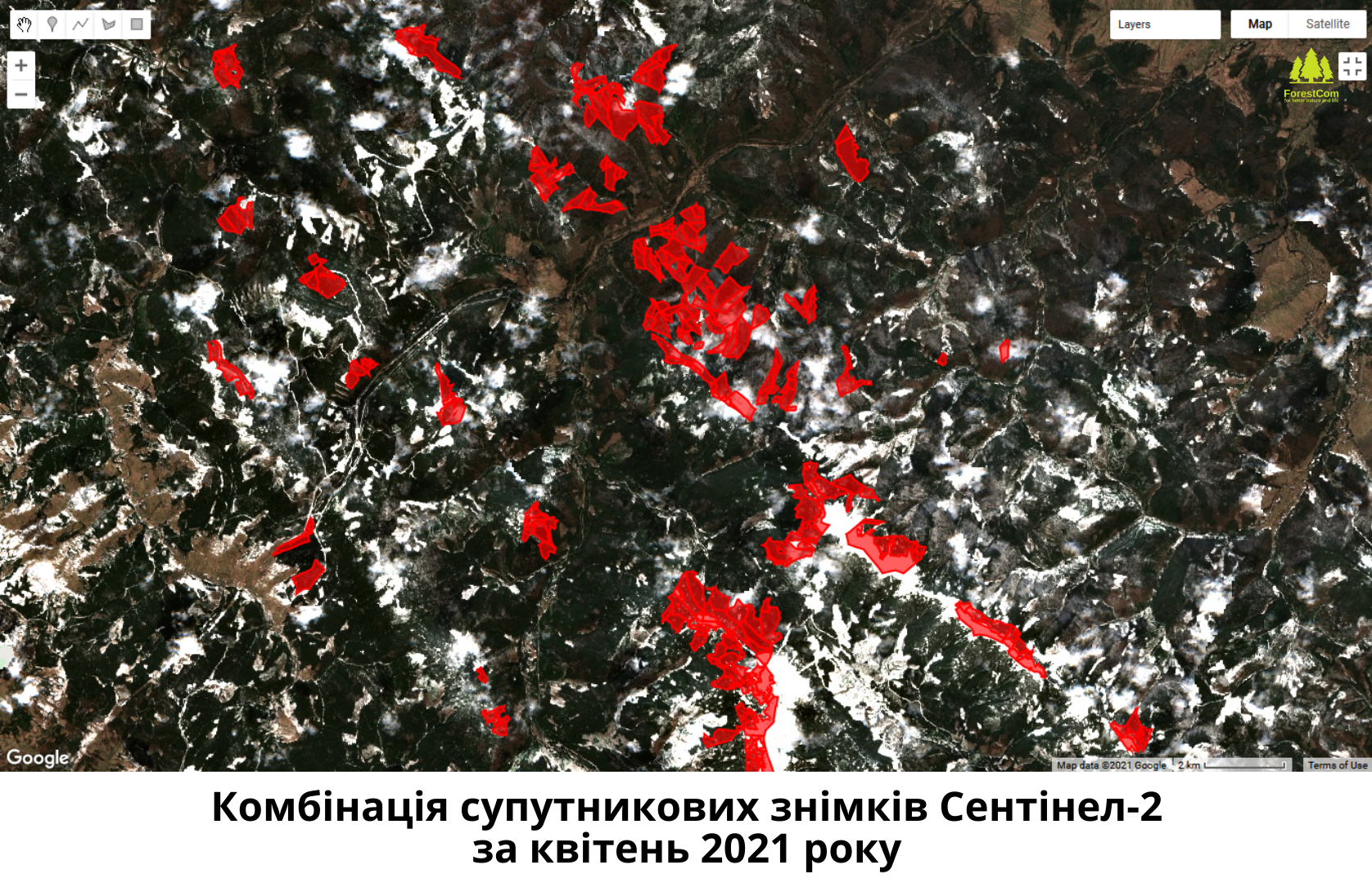 Супутниковий моніторинг пралісів у квітні 2021