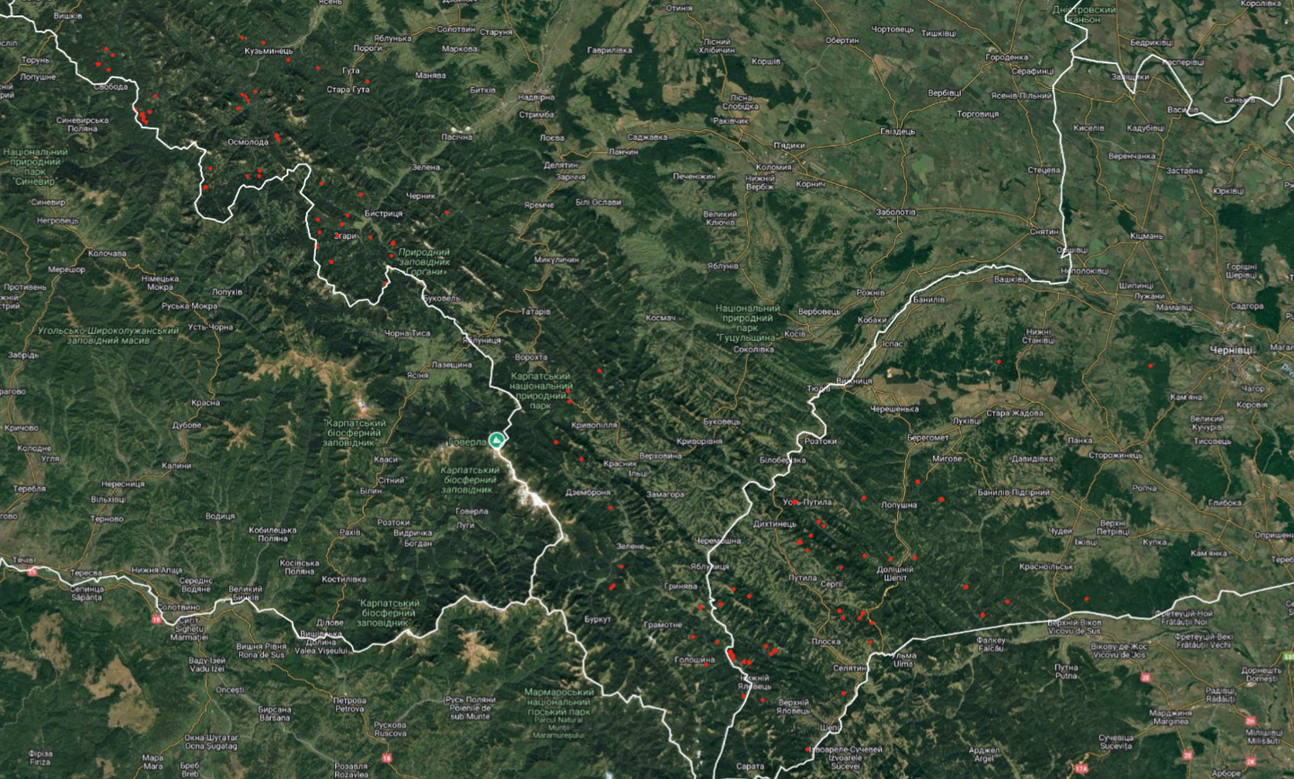 Changes in the forest cover of the Carpathian region in October